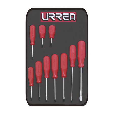 URREA Screwdriver Set, 10Pc R Series JBU03